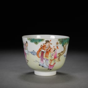 Famille Rose Character Story Pattern Porcelain Cup