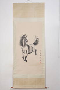 Chinese Drawing Horse Painting,Xu Beihong Mark: Chinese Drawing Horse Painting,Xu Beihong Mark (68 x 136cm)