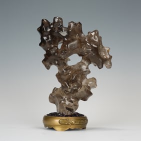 Black Crystal Carved Taihu Stone Shape Ornament