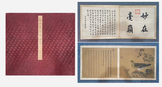 Chinese Drawing Flower and Bird Silk Painting Album,Lang Shining Mark