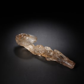 Crystal Carved Reishi Mushroom Shape RuYi Ornament