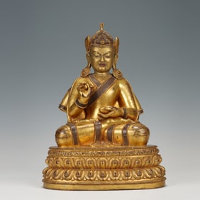 Gilt Bronze Guru Figure