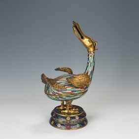 Bronze Cloisonne Carved Duck Shape Ornament