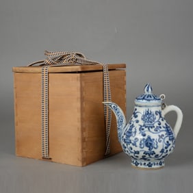 Blue and White Flower Branch and Eight Treasure Pattern Porcelain Pot
