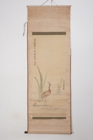 Chinese Drawing Crane Painting,Qi Baishi and Xu Beihong Mark