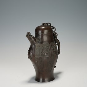 Bronze Carved Beast Face Pattern Pot