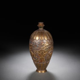Gilt Silver Carved Dragon Pattern Vase