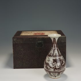 Red Inglazed Dragon Pattern Porcelain Vase