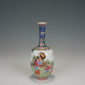 Famille Rose Character Story Pattern Porcelain Vase