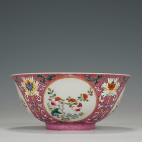 Famille Rose Flower Pattern Porcelain Bowl