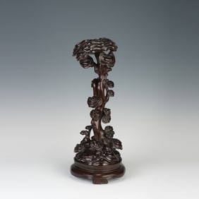 Red Sandalwood Carved Reishi Mushroom Shape Figure