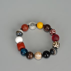 Agate and Gem Stone Bead Bracelet