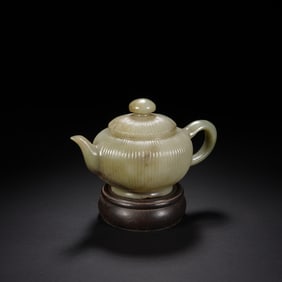 Jade Carved Flower Pattern Teapot
