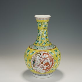 Famille Rose Dragon and Phoenix Pattern Porcelain Vase