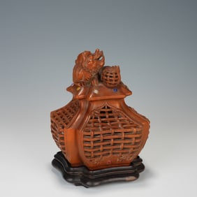 Boxwood Carved Lion Shape Incense Burner