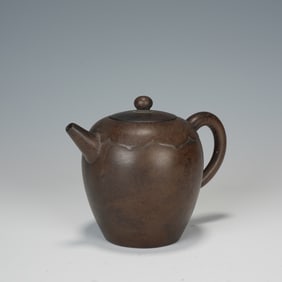 Purple Clay Carved Flower Pattern Teapot