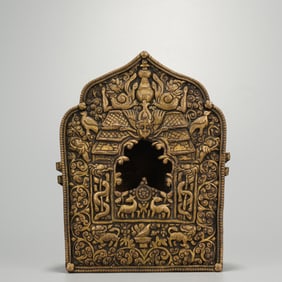 Bronze Carved Flower and Beast Pattern Buddha Niche