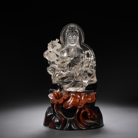 White Crystal GuanYin Figure