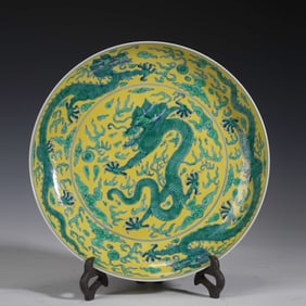Famille Rose Dragon Pattern Porcelain Plate