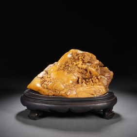 Shoushan Tianhuang Carved Landscape and Character Story Ornament