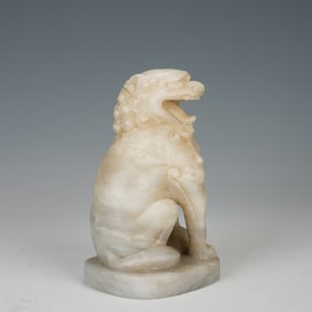 White Stone Carved Lion Shape Figure
