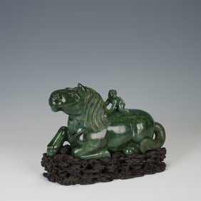 Jasper Jade Carved Monkey and Horse Shape Ornament