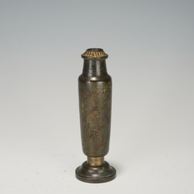 Bronze Gold Drawing Flower Pattern Vase
