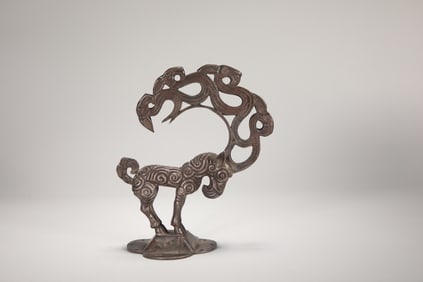 Silver Carved Deer Shape Ornament
