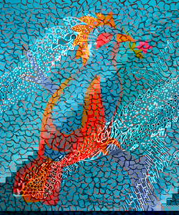 Yayoi Kusama mark, Chinese Woodpecker Painting, Oil on Canvas: Yayoi Kusama mark, Chinese Woodpecker Painting, Oil on Canvas (60 x 50cm)