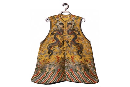 Silk Embroidery Dragon and Cloud Pattern Waistcoat