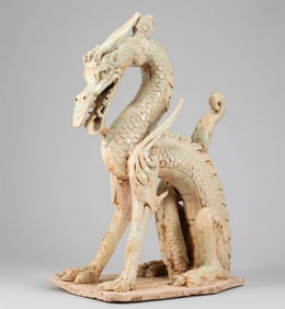 Green Glazed Porcelain Dragon Shape Figure