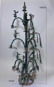 Chinese Bronze Carved Bird Shape Tree Figure