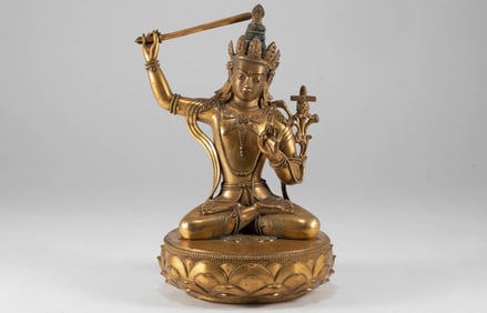 Gilt Bronze Manjushri Figure