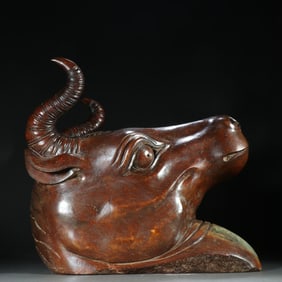 Jade Carved Ox Head Shape Ornament