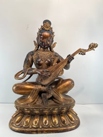 Gilt Bronze Sarasvati Figure