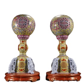 Pair of Famille Rose Flower and Dragon Pattern Porcelain Incense Burner