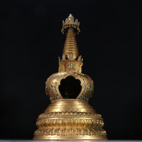 Gilt Bronze Inlaid Turquoise Pagoba