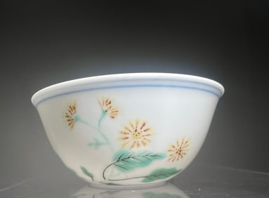 Doucai Flower with Butterfly Pattern Porcelain Cup