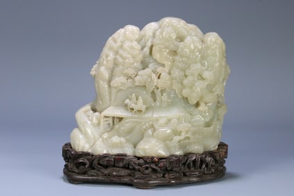 Jade Carved Landscape and Character Figure