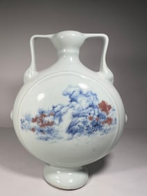Blue and White Red Inglazed Landscape Pattern Porcelain Vase