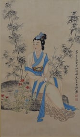 Chinese Beauty Painting, Zhang Daqian Mark