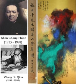 Chinese Drawing Colored Landscape Painting,Zhang Daqian Mark