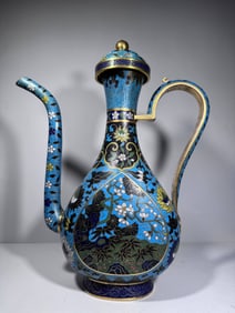 Bronze Cloisonne Carved Flower Pattern Teapot