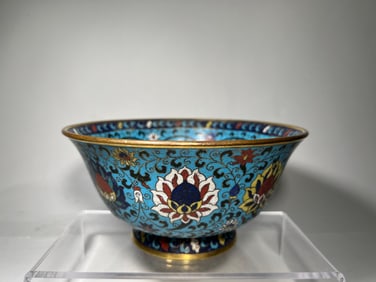 Bronze Cloisonne Carved Flower Pattern Bowl
