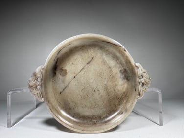 Jade Carved Double Bat Ears Washer