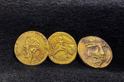 Group of Three Gilt Bronze Coin Ornament