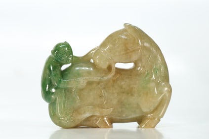 Jadeite Carved Horse and Monkey Shape Ornament