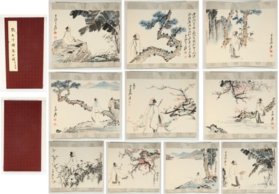 Chinese Drawing Character Painting Album,Zhang Daqian Mark