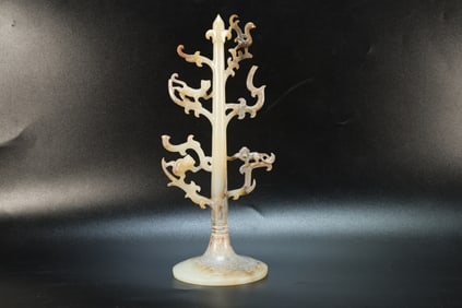Jade Carved Monkey Shape Tree Figure