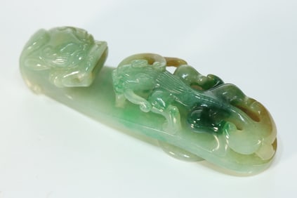 Jadeite Carved Dragon Shape Belt Hook